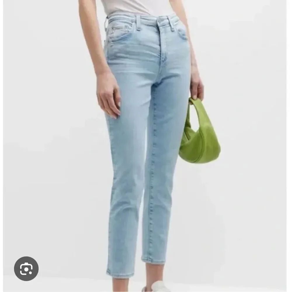 Ag Adriano Goldschmied Blue The Prima Crop Cigarette Leg Light Wash Jeans Sz 27